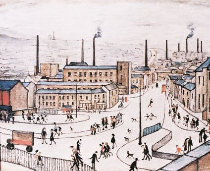 L S Lowry, 'Huddersfield', from an edition of 850, published by Henry Donn Galleries. Current auction value up to £2,000