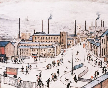 L S Lowry, 'Huddersfield', from an edition of 850, published by Henry Donn Galleries.