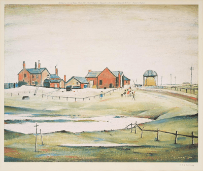 L S Lowry Landscape With Farm Buildings