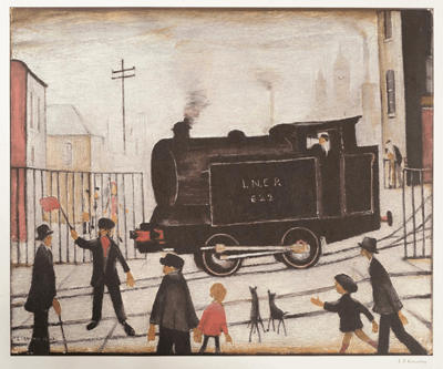 L S Lowry Level Crossing With Train