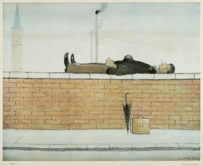 L S Lowry Man Lying on a Wall