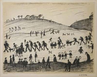 L S Lowry The Hillside