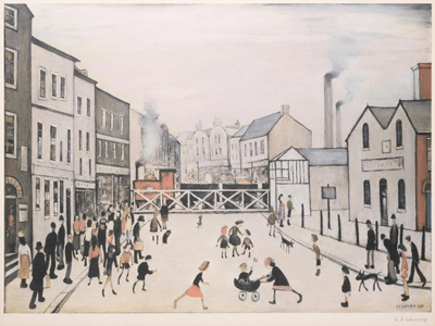 L S Lowry The Level Crossing Burton on Trent