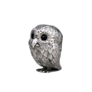 A novetly mustard pot in the form on an owl by Charles & George Fox