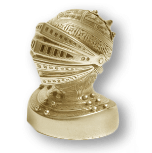 A-rare-silver-gilt-helmet-pepperette A novelty pepperette made in the form of a knights helmet.