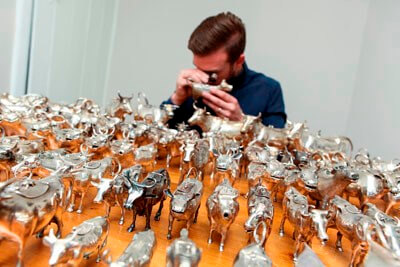 Mark Littler with The Ruby Red Collection of Cow Creamers Mark Littler with The Ruby Red Collection of Cow Creamers