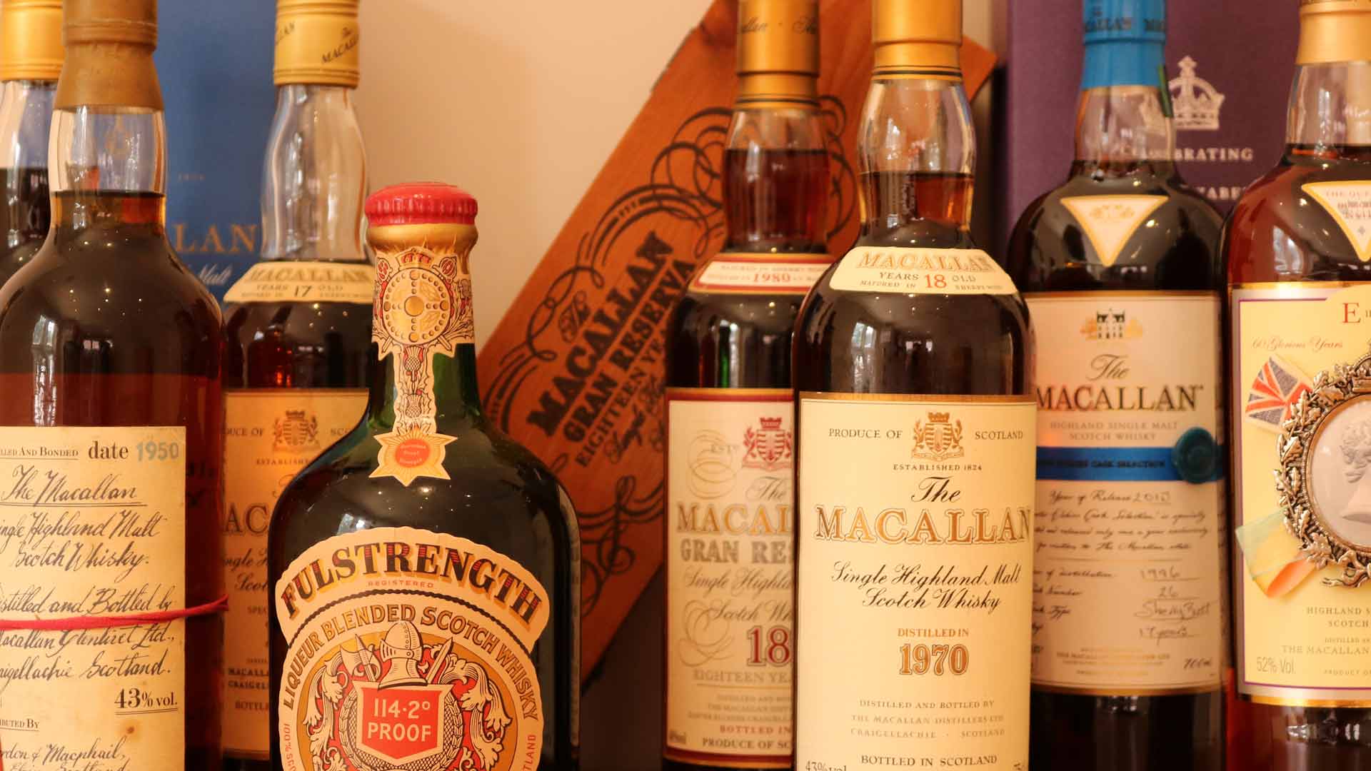Collectors bottles of whisky