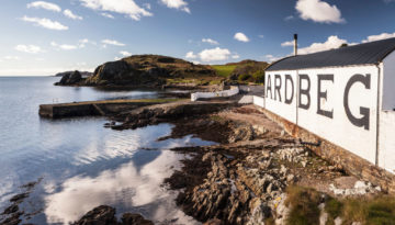 Laphroaig  Distillery in winter, Isle of Islay.