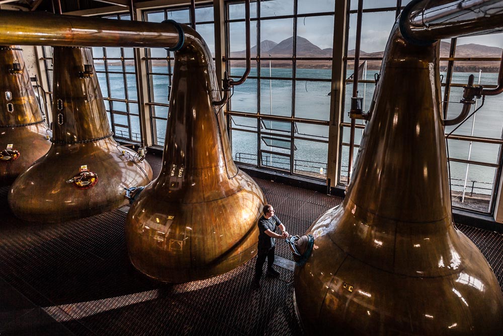 The copper stills at Caol Ila distillery