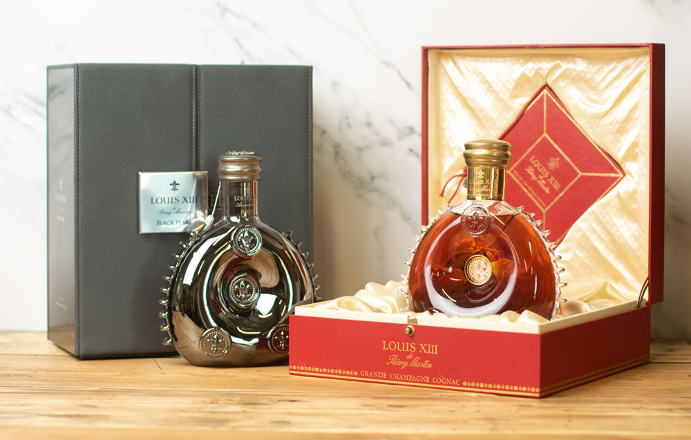 Pictured is the Louis XIII Black Pearl (left) and the Louis XIII Champagne Cognac (right)