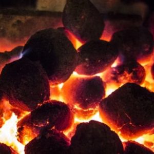 Coke Coal Burning in a Fireplace