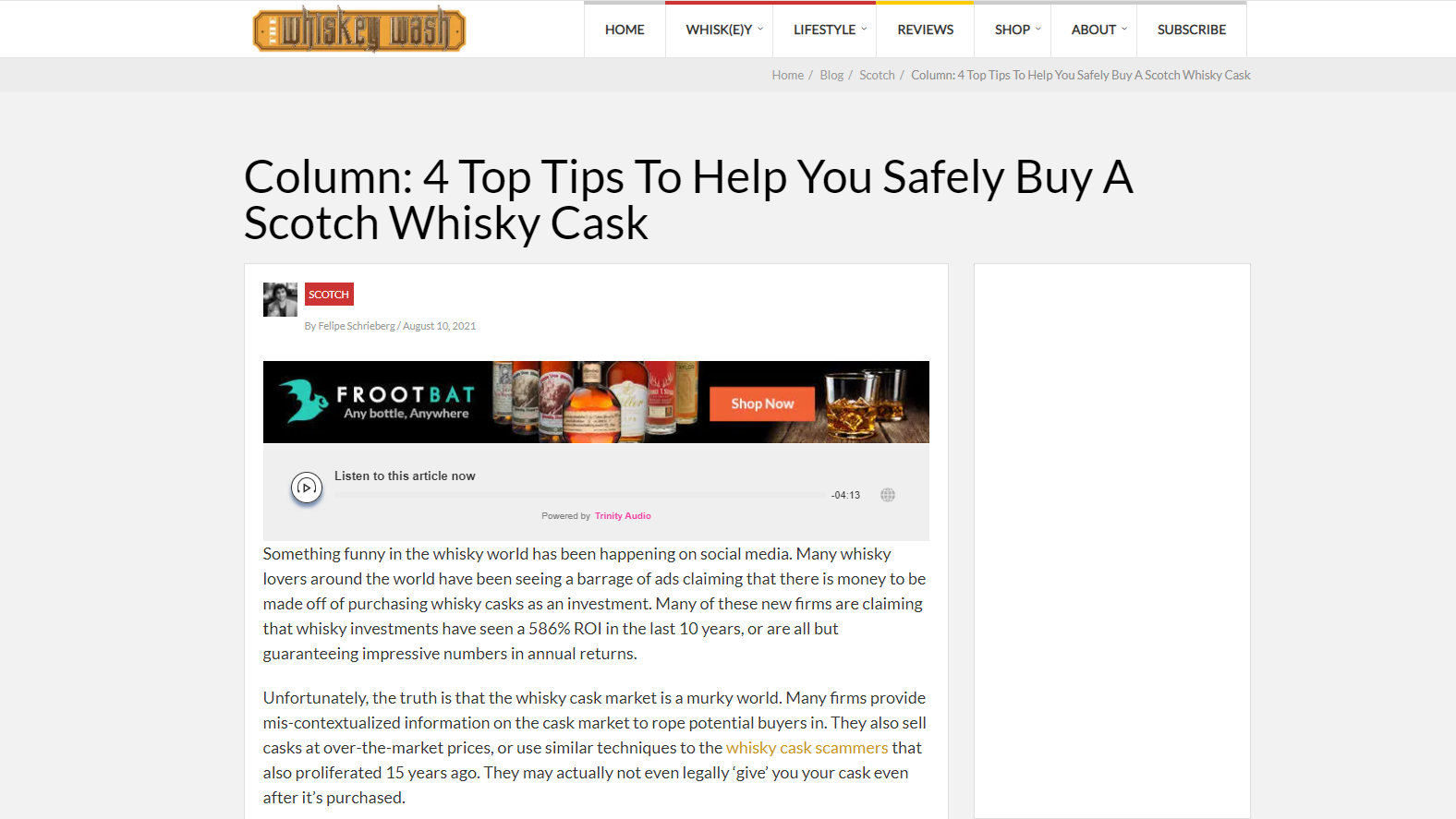 The Whiskey Wash The Whiskey Wash Cask investment