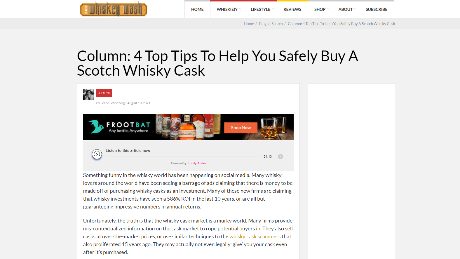 The Whiskey Wash Cask investment