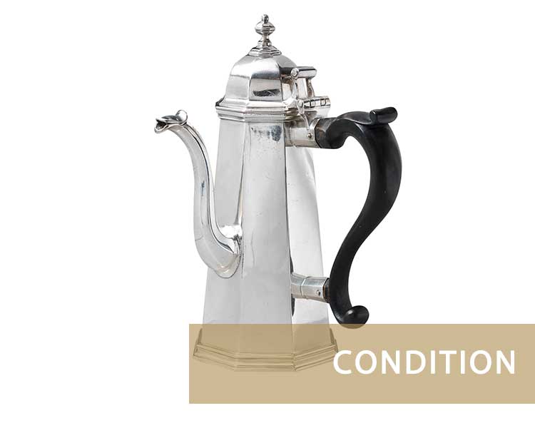 Silver coffee pot worth