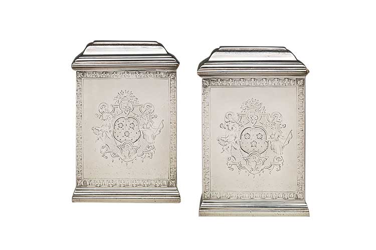 Silver tea caddy