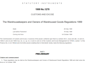 What is a duty representative Warehousekeepers and Owners of Warehoused Goods Regulations 1999