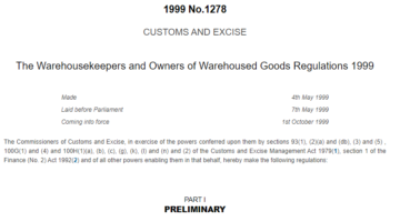 What is a duty representative Warehousekeepers and Owners of Warehoused Goods Regulations 1999