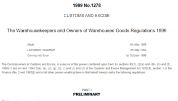 What is a duty representative Warehousekeepers and Owners of Warehoused Goods Regulations 1999