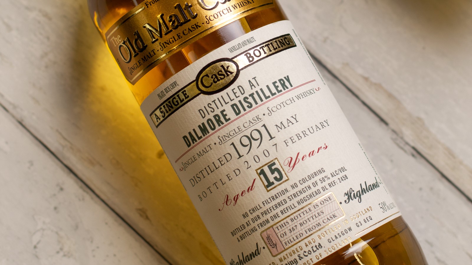 Dalmore 1991 15 Old Malt Cask - Copy This independent bottling of Dalmore has the geographically correct statement 'Disilled at the Dalmore Distillery,' which is non-infringing under trademark law but still provides the brand recognition of Dalmore.