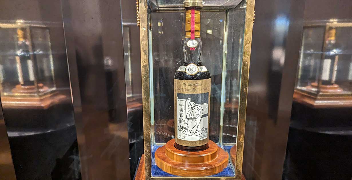 Macallan-1926-60-YO-Record-Breaking-Sale The Macallan 1926 60 Year Old Valerio Adami has just broken the World Record for the most expensive bottle of whisky in the world selling for a record £2,187,500. Image: Mark Littler (free for re-use if credited)