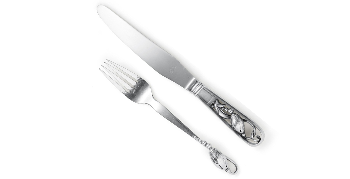 The Blossom flatware was designed by Georg Jensen, and shows his love of mother nature.