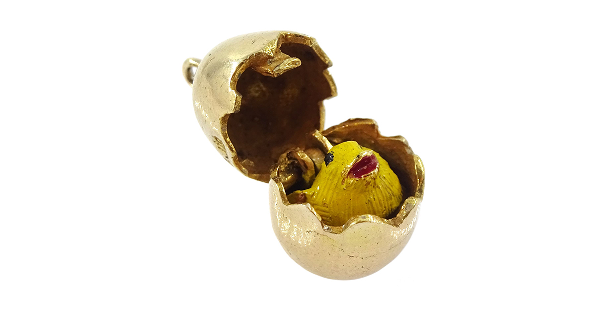 Georg-Jensen-Jewellery-Egg-&-Chick-Charm The novelty egg & chick charms have become a collector's item.