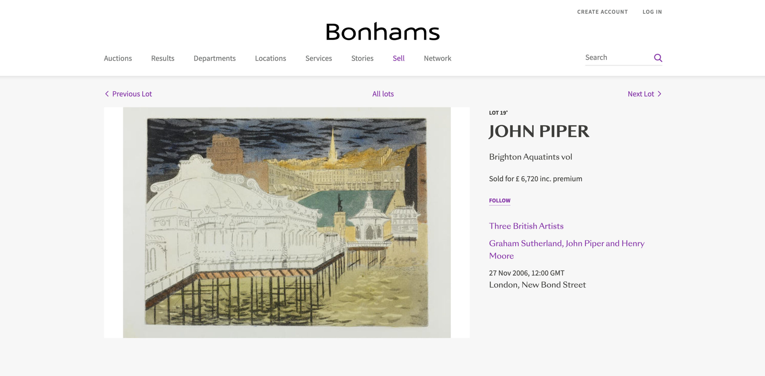 Brighton Aquatints Sold by Bonhams in 2012