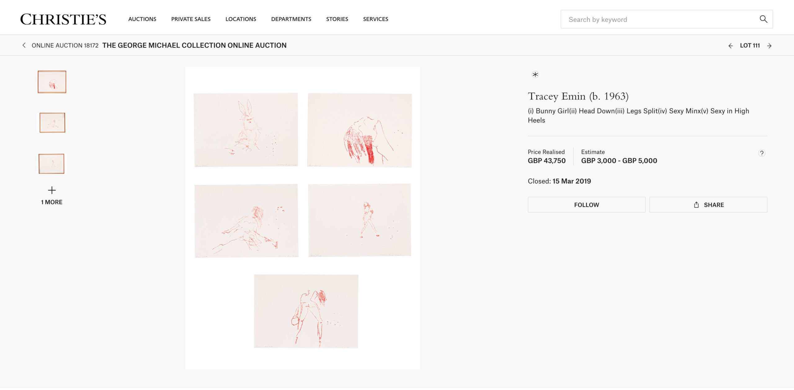 Bunny Girl Bunny Girl/Head Down/Legs Split/Sexy Minx/Sexy In High Heels Sold by Christie's in 2019
