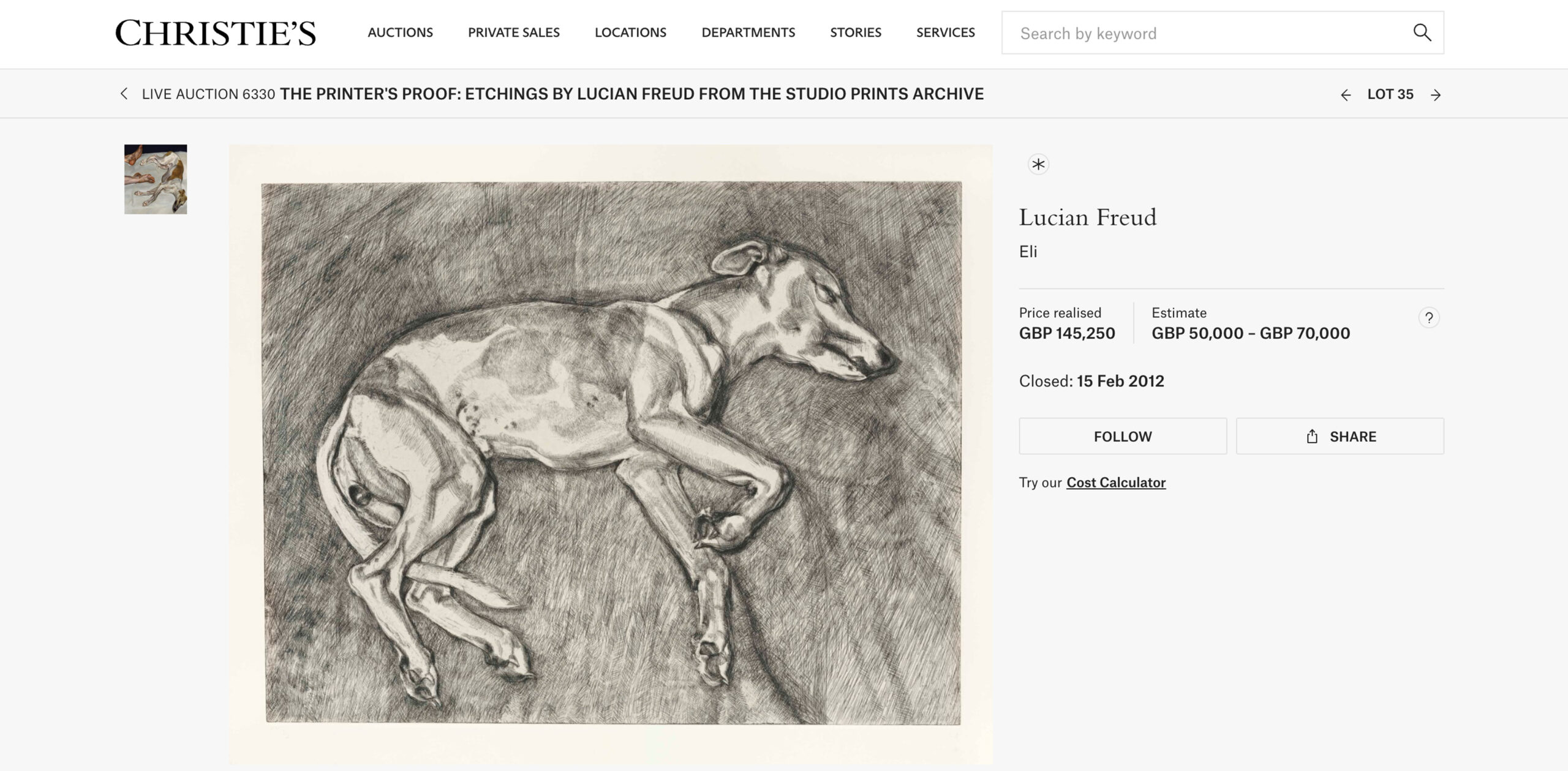 Eli Eli Sold by Christie's in 2012