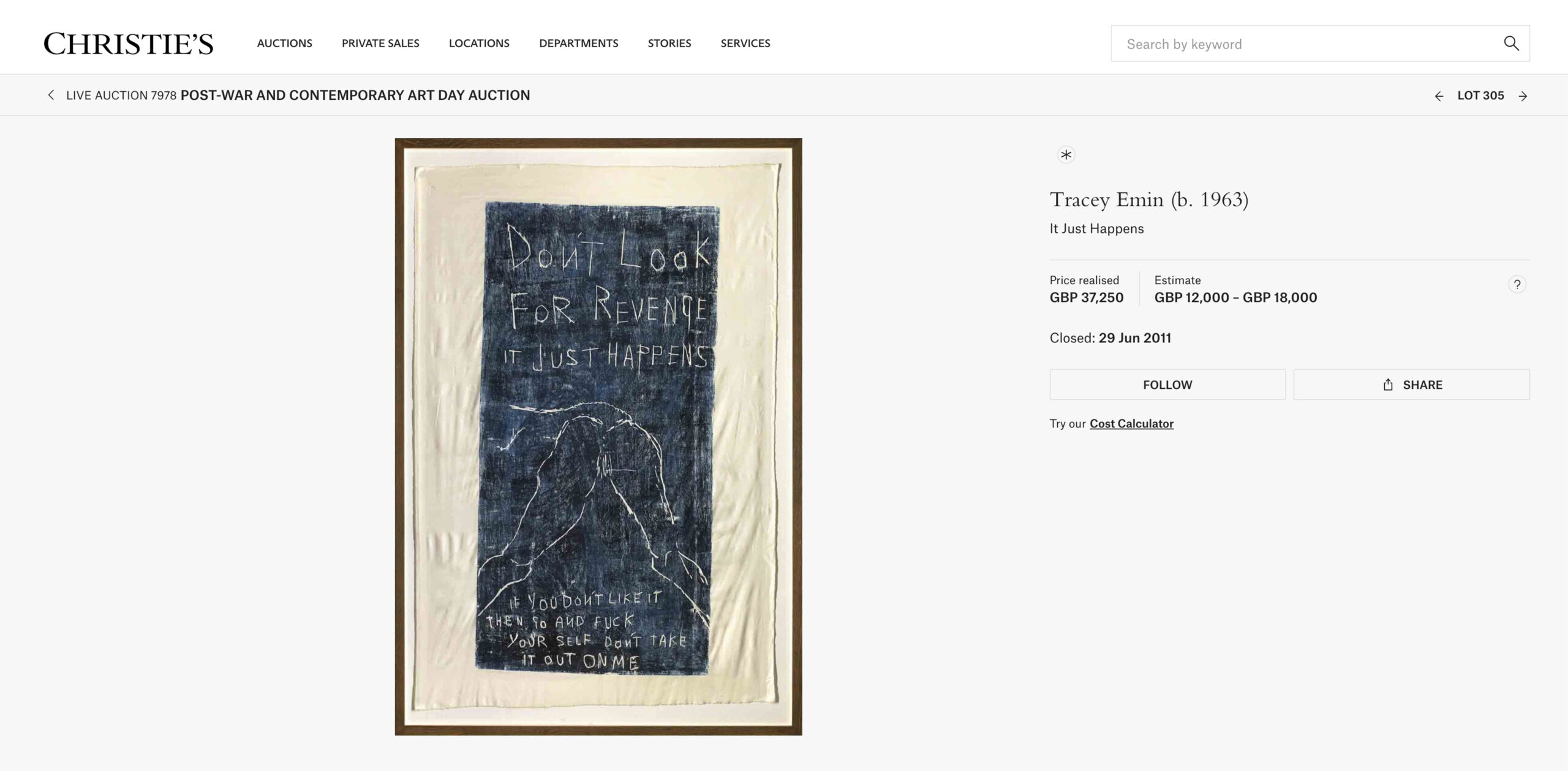 It Just Happens It Just Happens Sold by Christie's in 2011