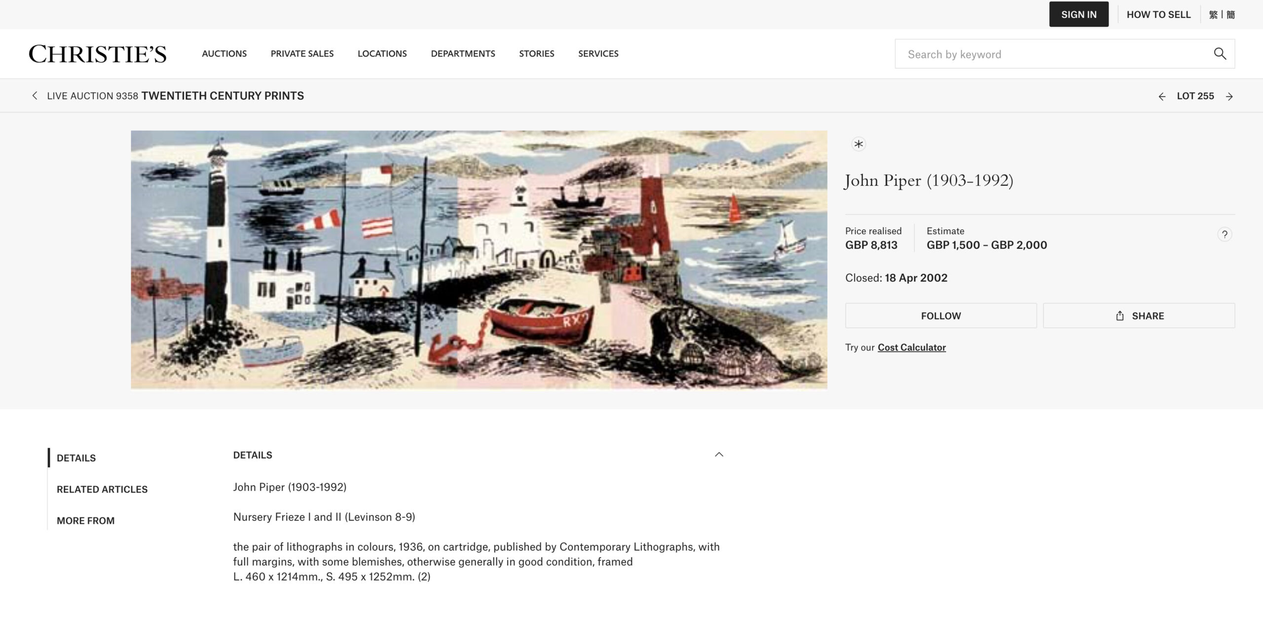 Nursery Frieze I And II Sold by Christies in 2002