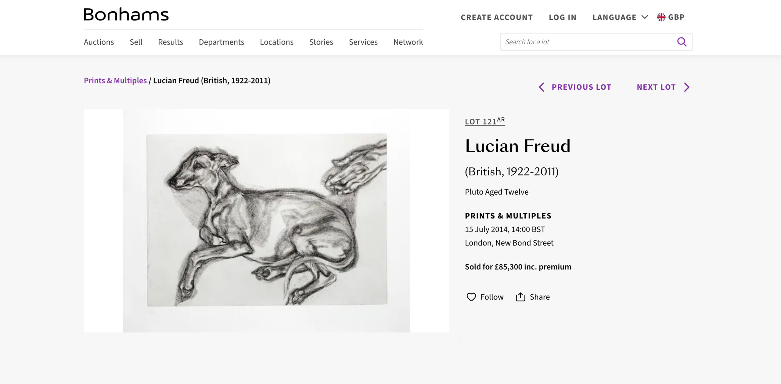 Pluto aged 12 Pluto, Aged Twelve Sold by Bonhams in 2014