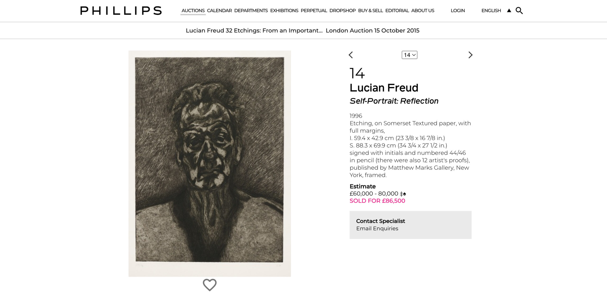 Self Portrait Self-Portrait: Reflection Sold by Phillips in 2015