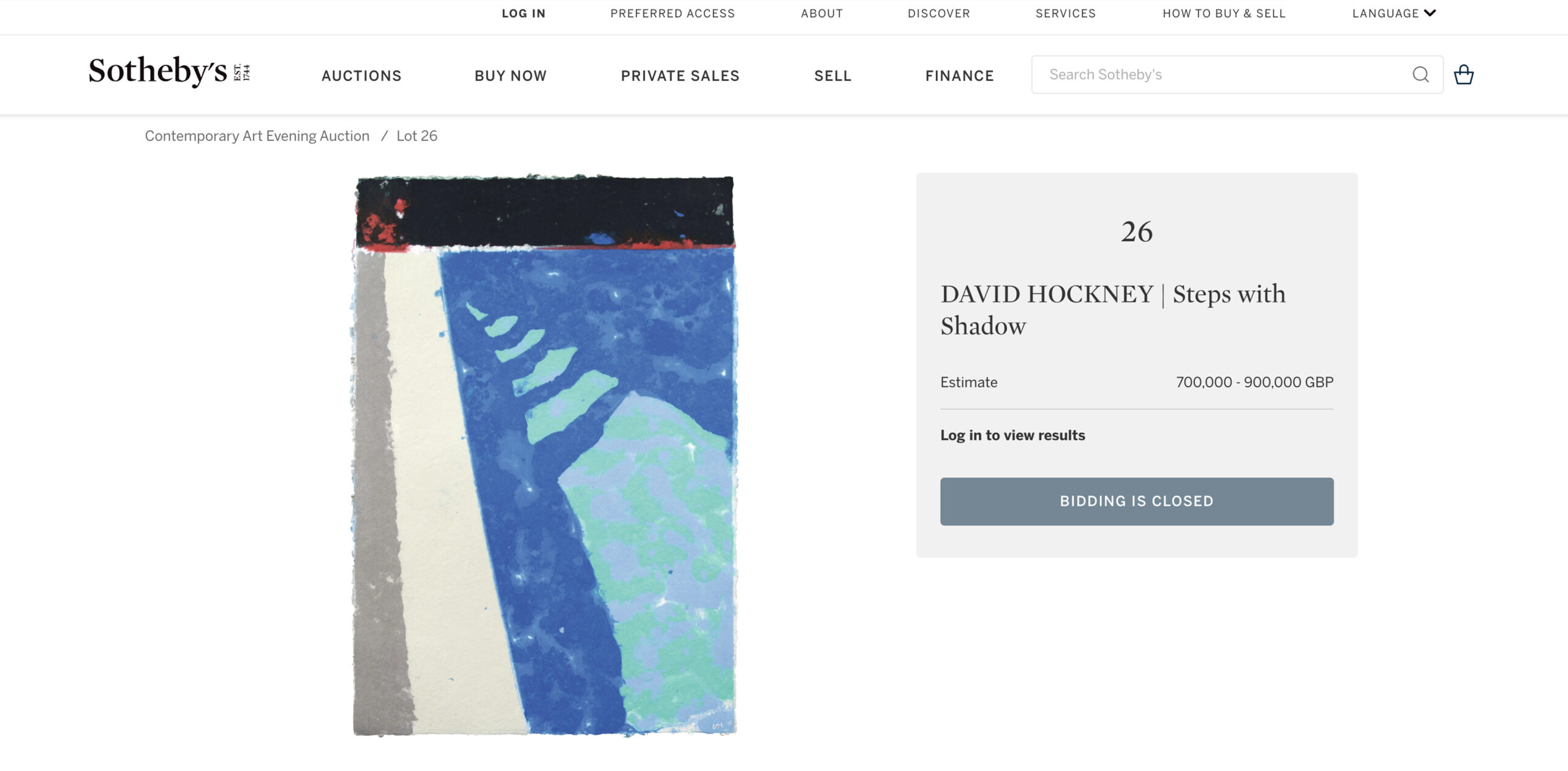Steps With Shadow (Paper Pool 2) Sold by Sotheby's in 2019