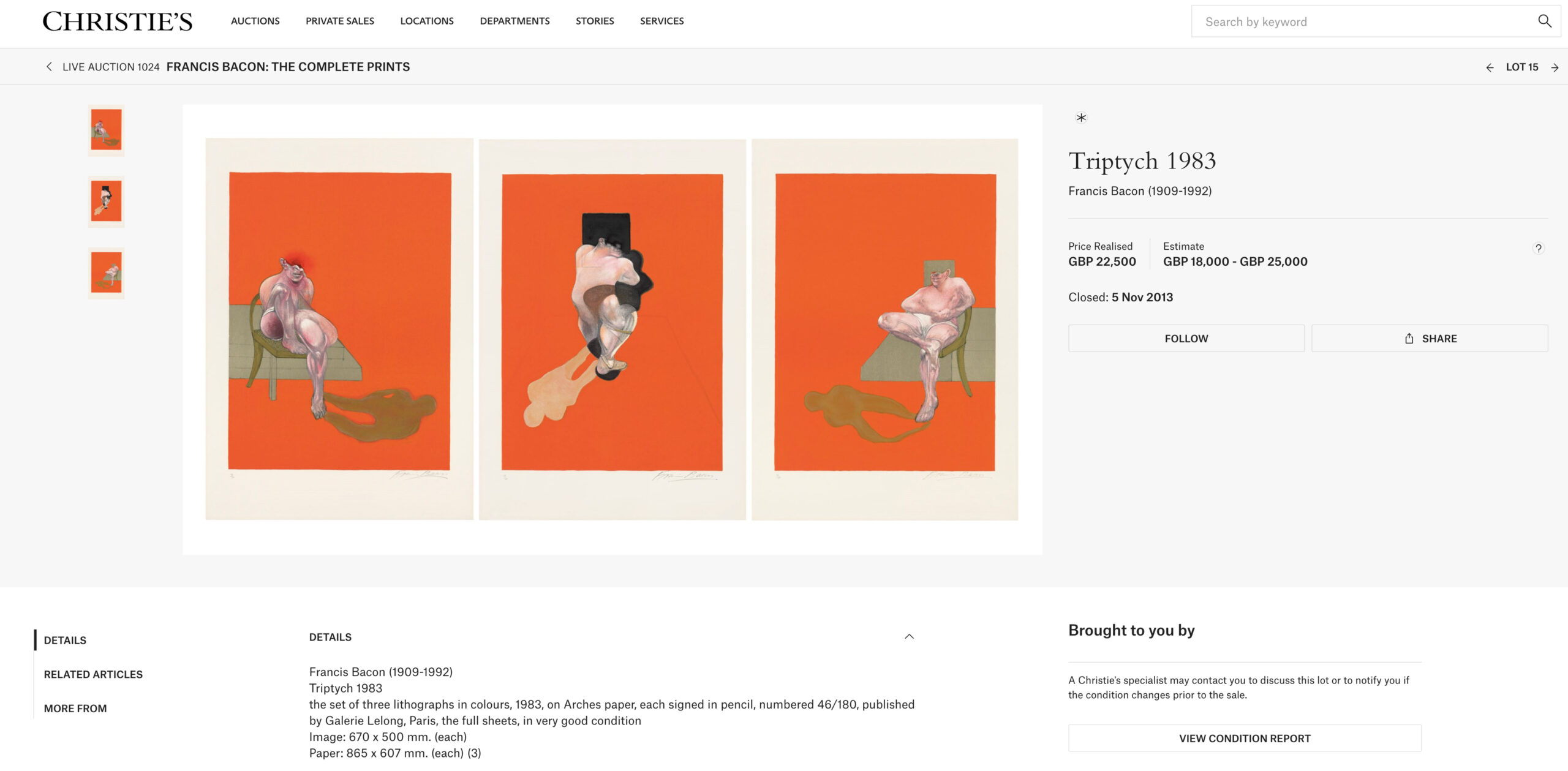 Triptych Triptych Sold by Christies in 2020