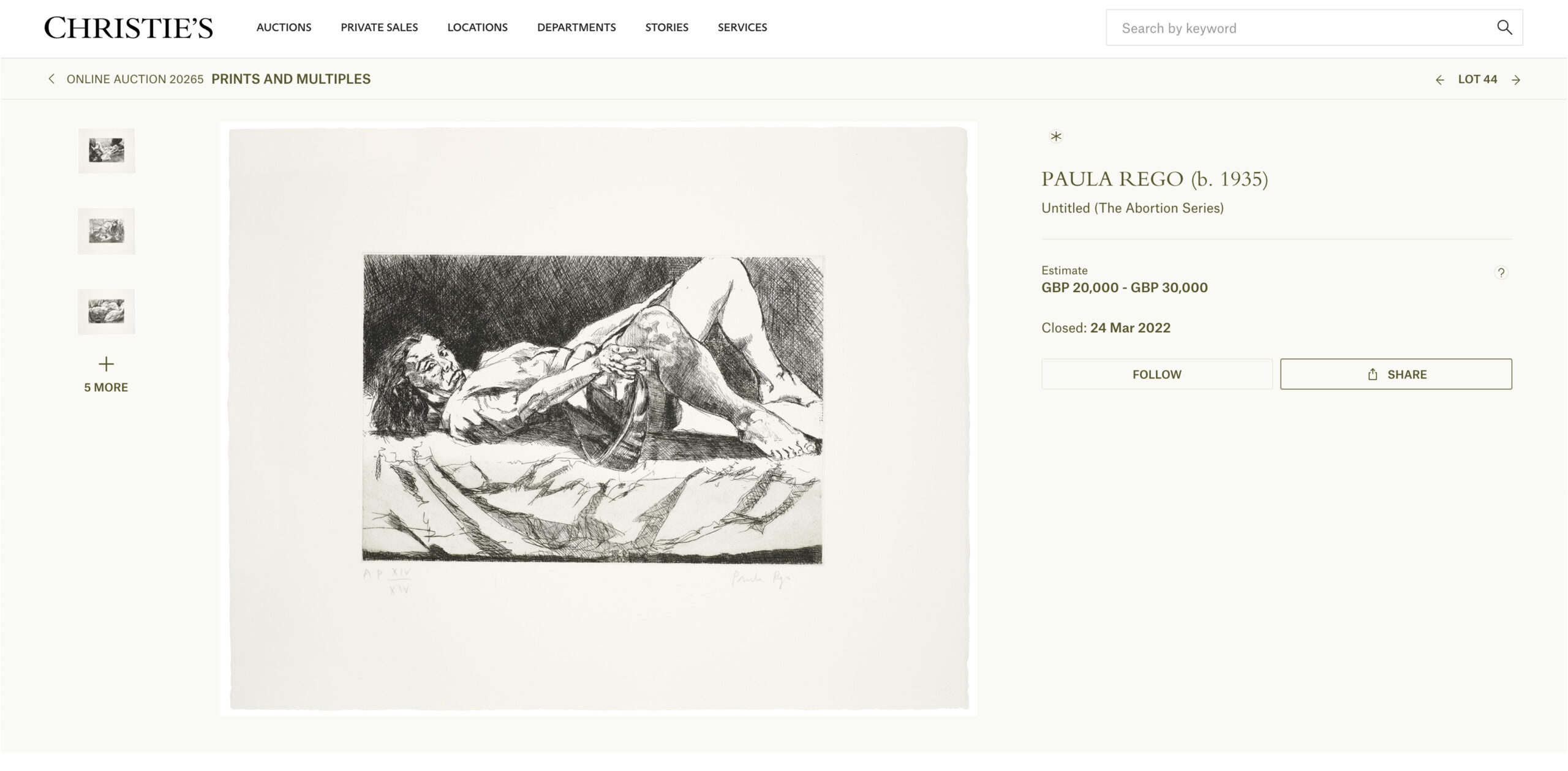 Untitled Untitled (The Abortion Series) Sold by Christie's in 2011