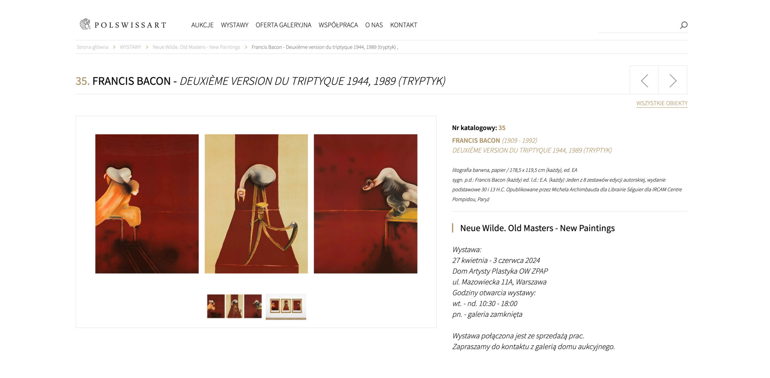 deuxieme Deuxième Version du Triptyque Sold by Polswiss Art in 2024