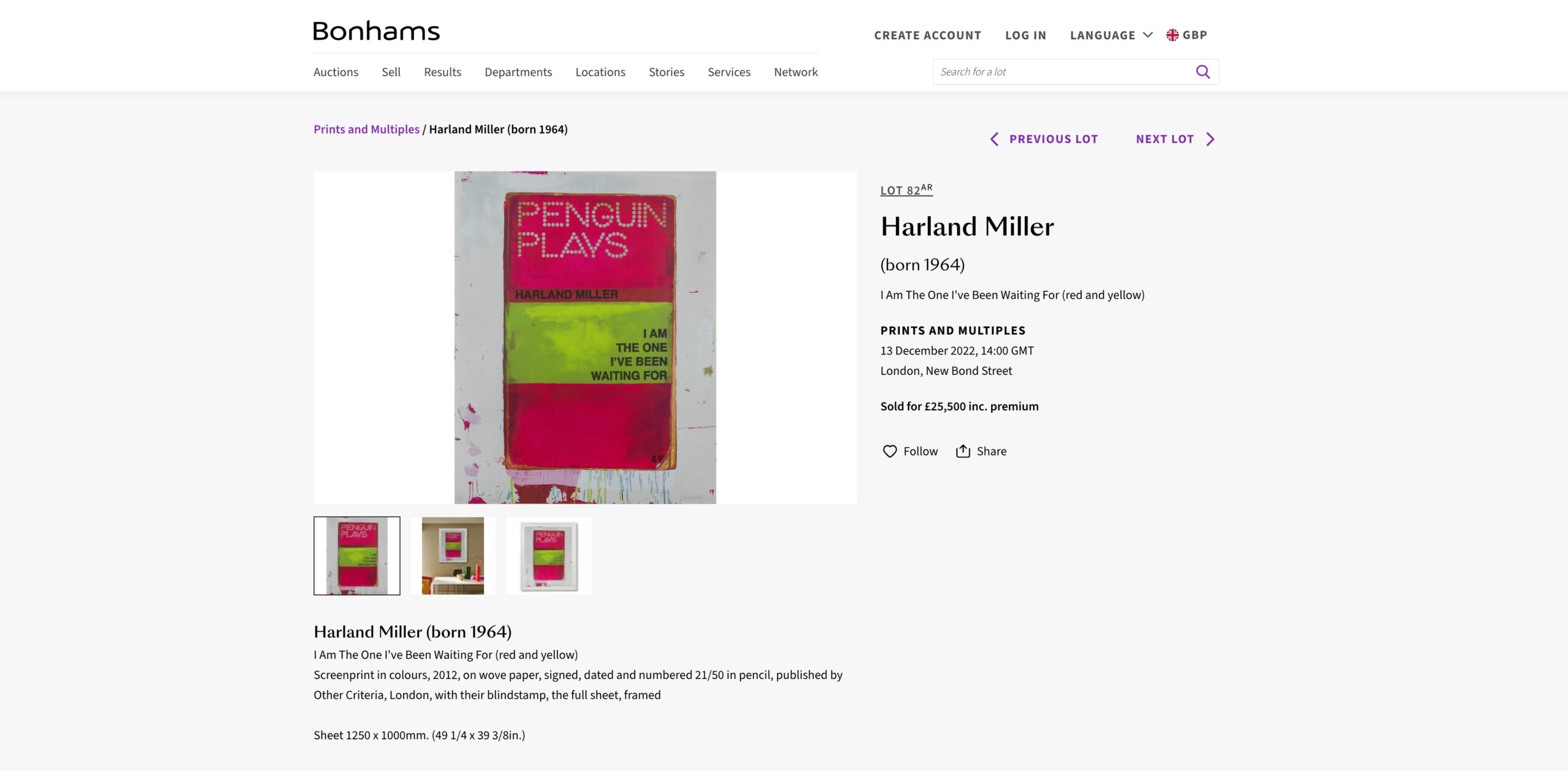 I Am The One I’ve Been Waiting For Sold By Bonhams in 2023