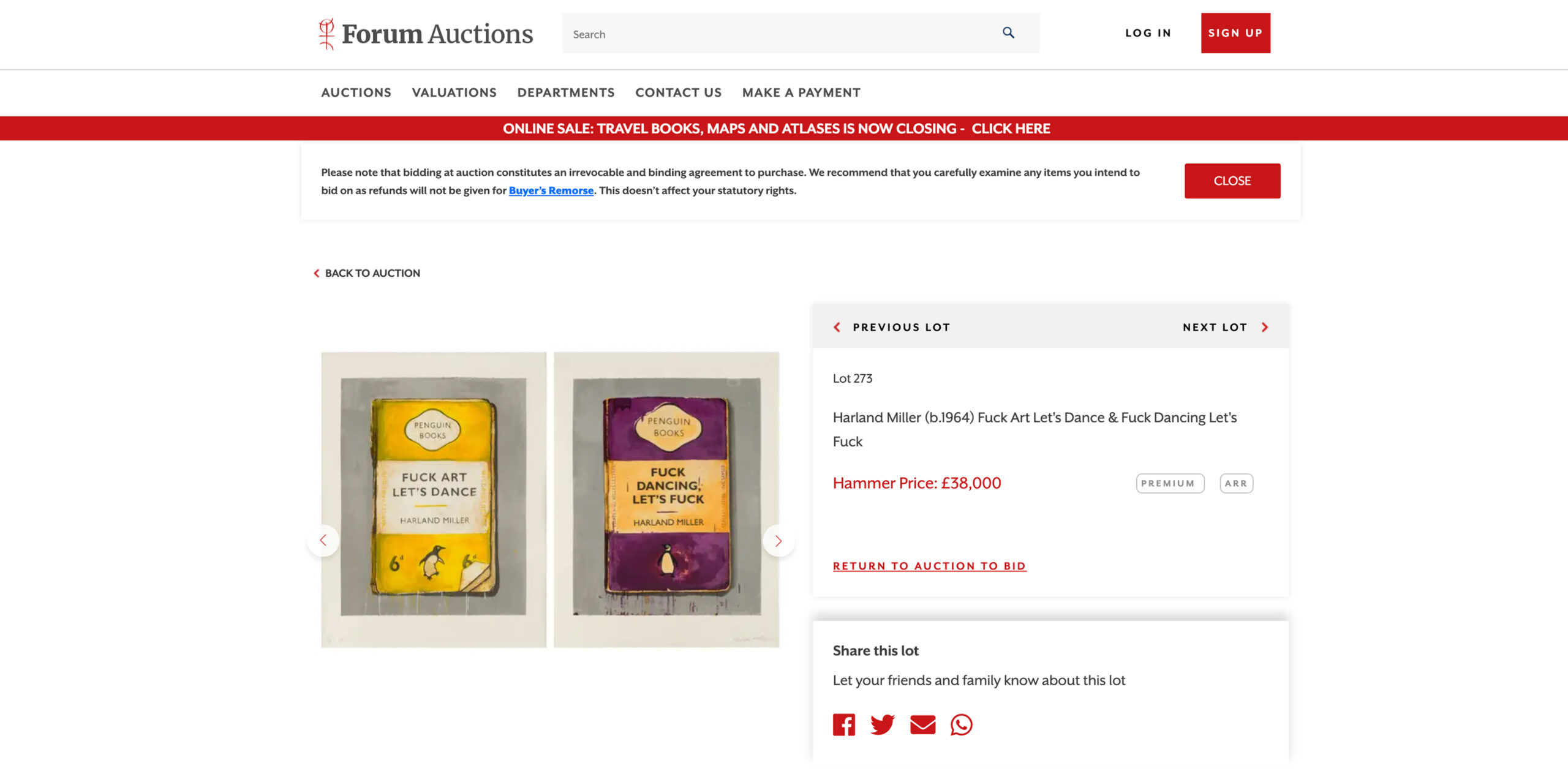 Fuck Art, Let’s Dance & Fuck Dancing, Let’s Fuck Sold By Forum Auctions in 2021