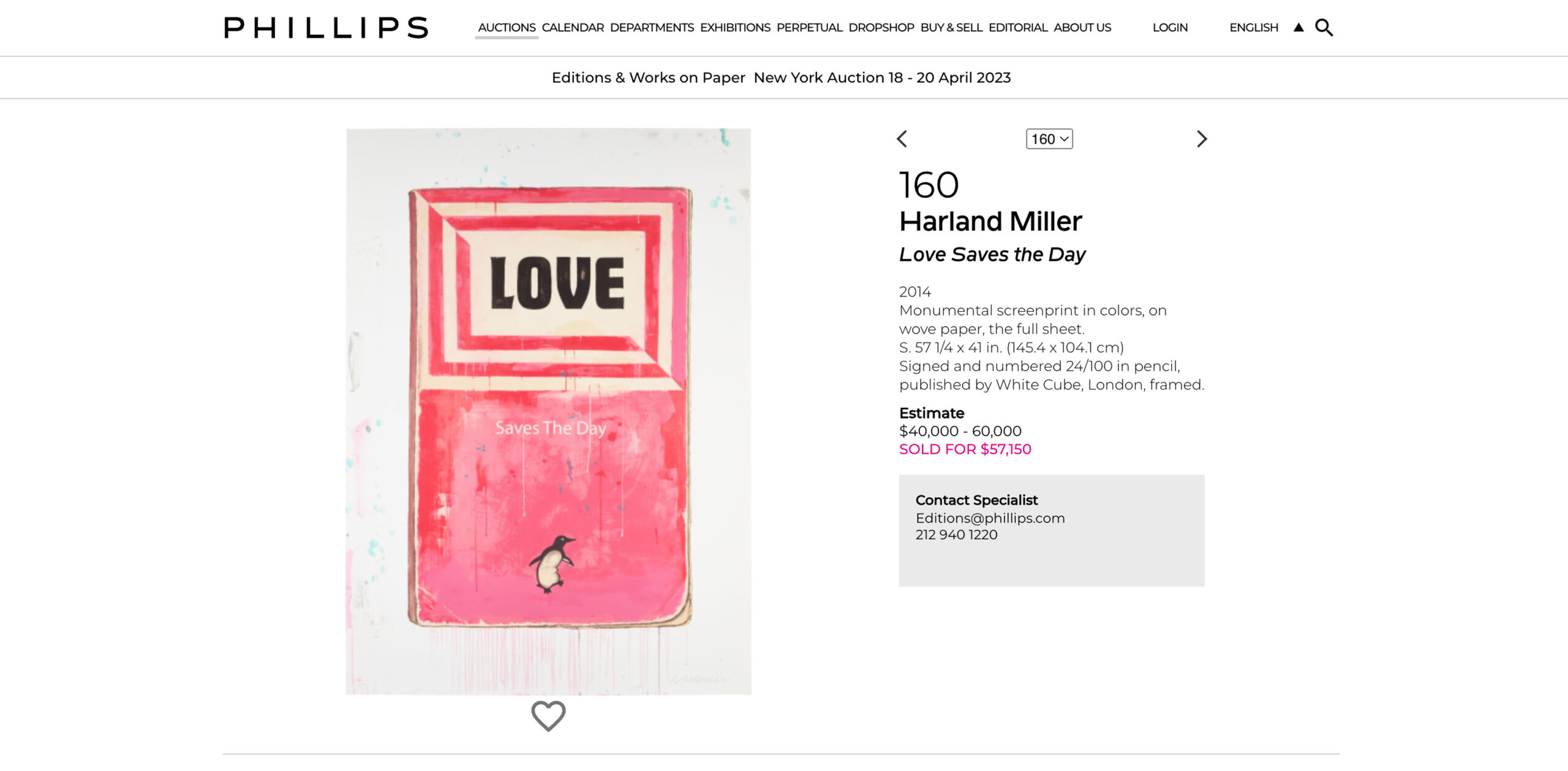 Love Saves The Day Sold By Phillips in 2022