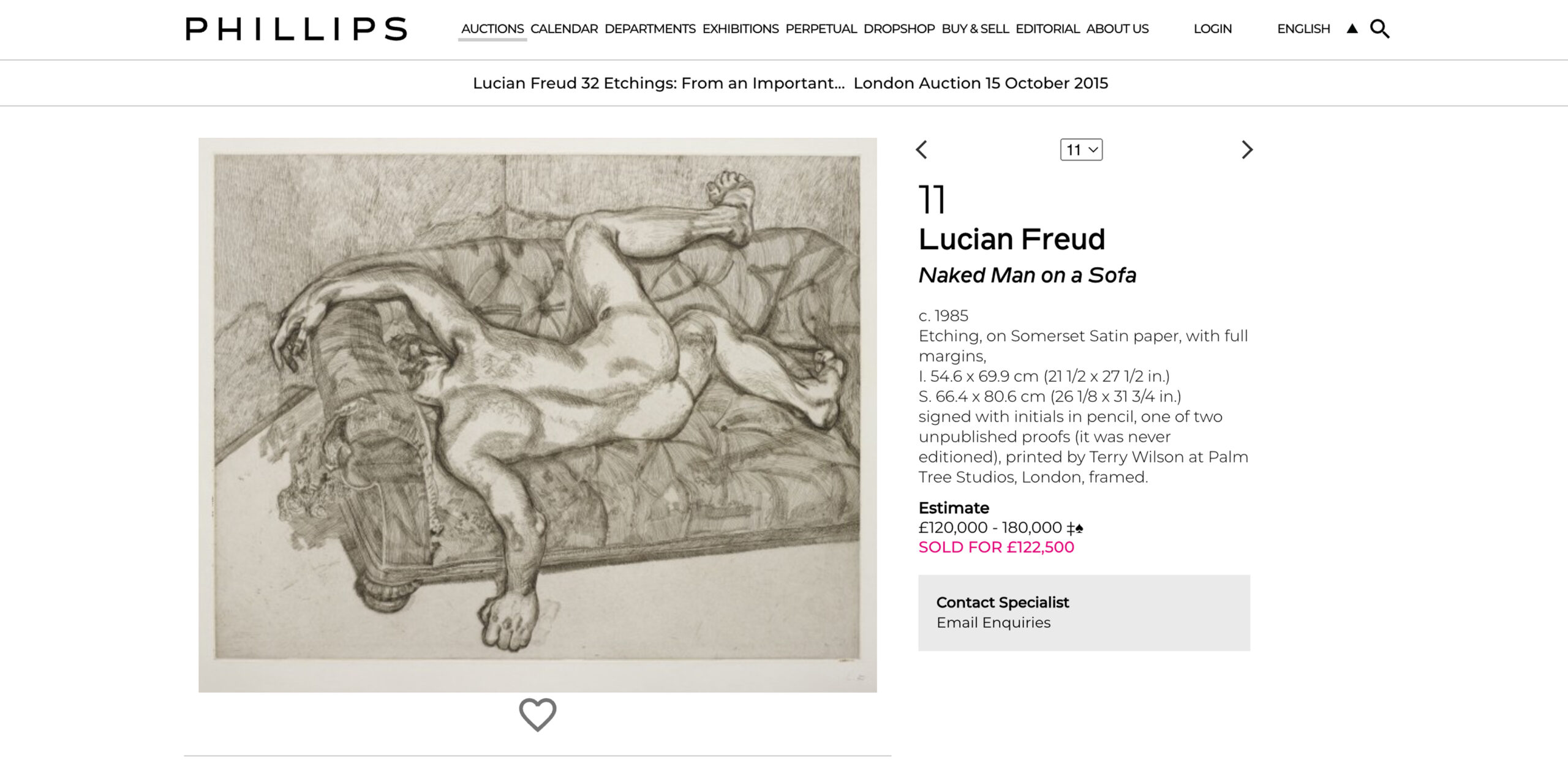 man on sofa Naked Man On A Sofa Sold by Phillips in 2015