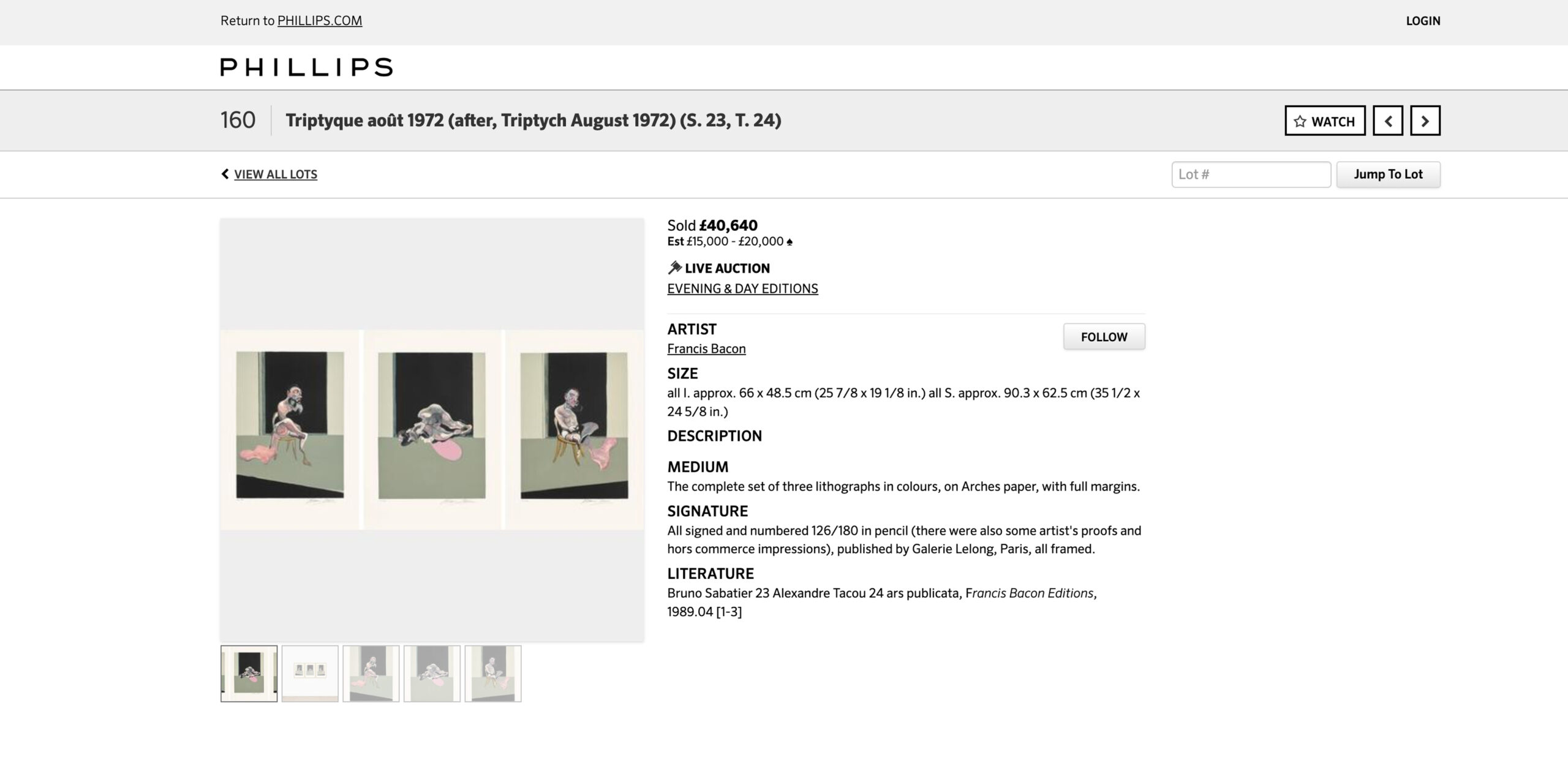triptyque Triptyque Août Sold by Phillips in 2018