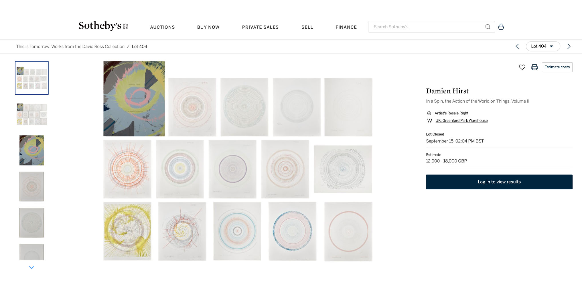 In a spin In A Spin, The Action Of The World On Things, Volume II Sold By Sotheby's in 2021