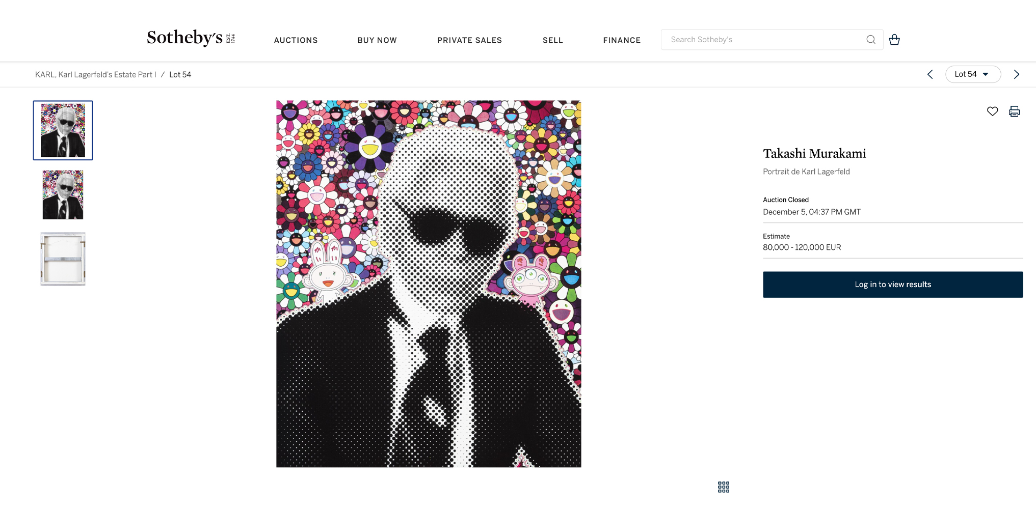 Karl Portrait De Karl Lagerfeld Sold By Sotheby's in 2021