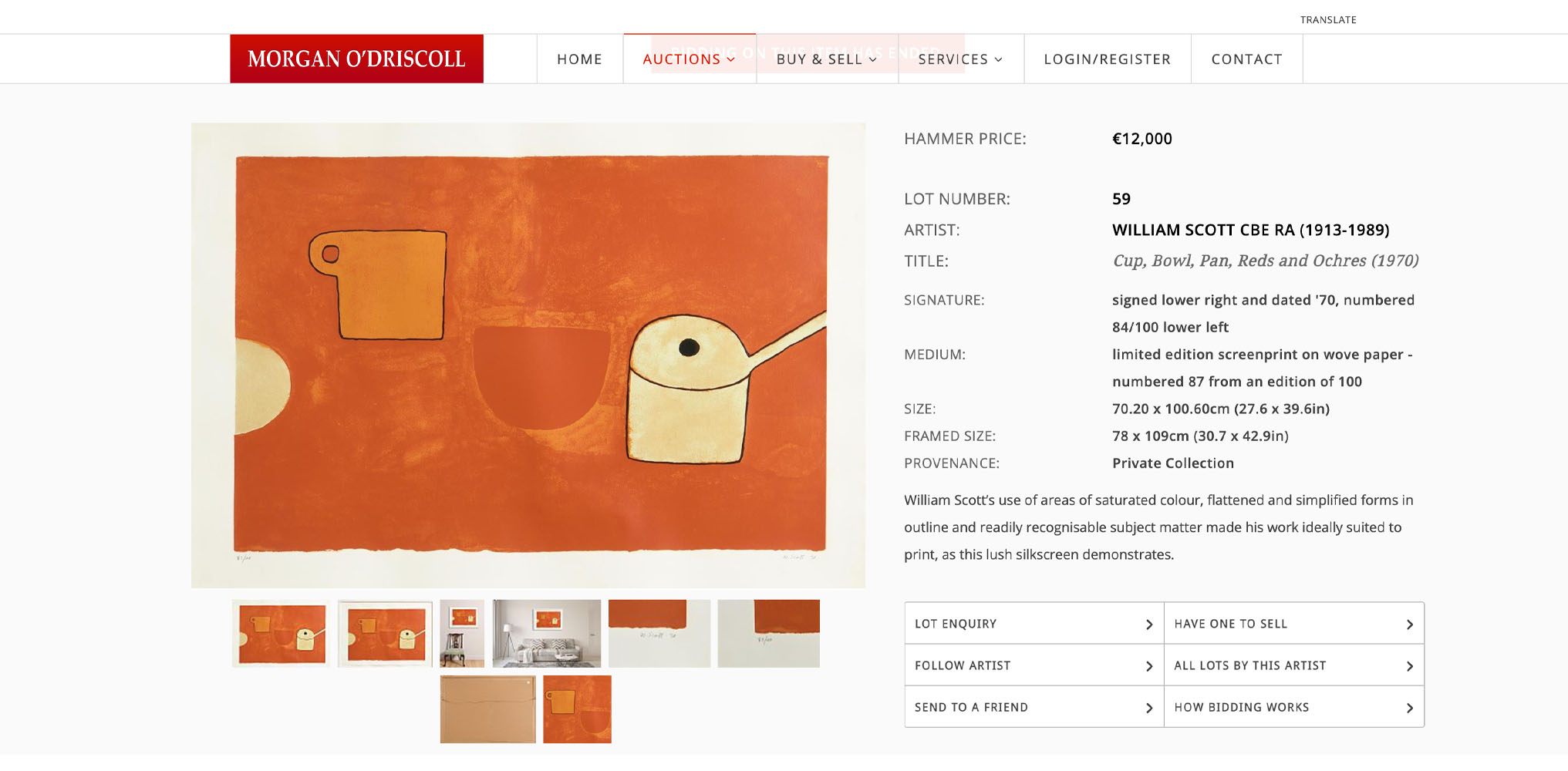 Cup, Bowl, Pan, Reds And Ochres sold by Morgan O'Driscoll in 2020