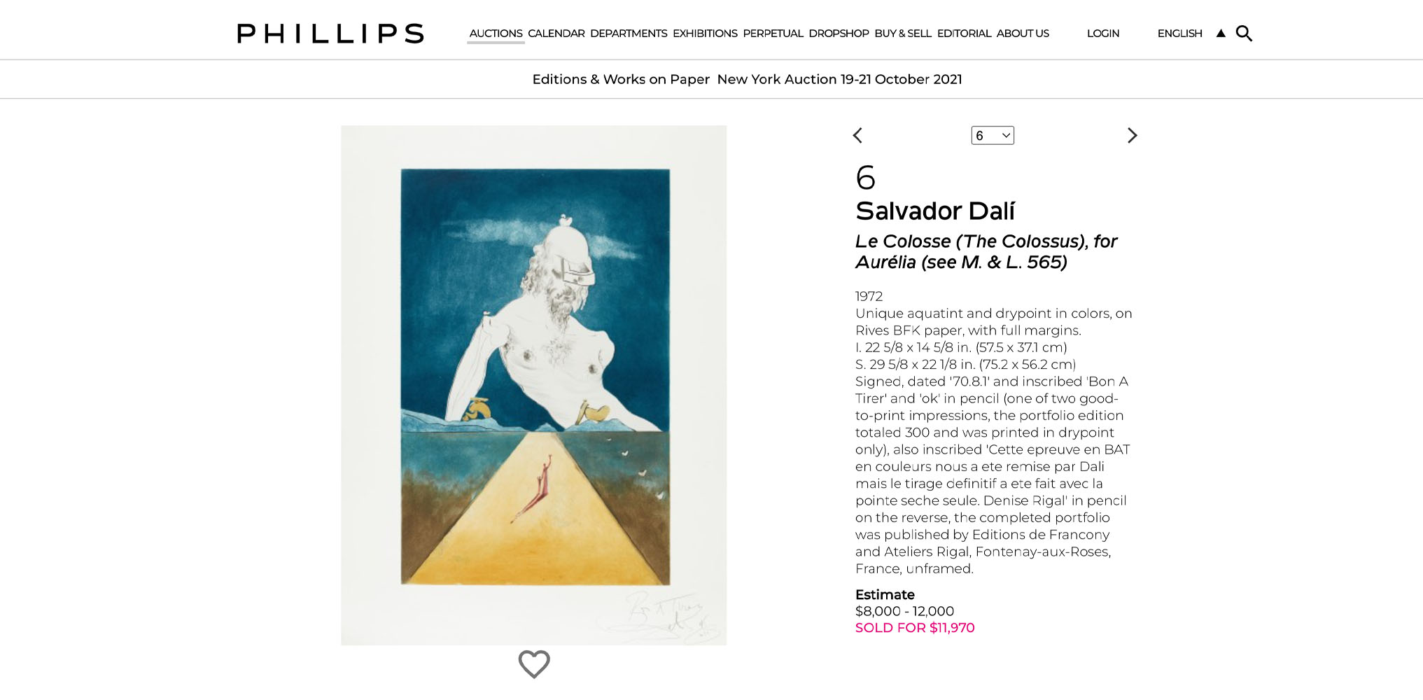 Le Colosse, For Aurélia sold by Phillips's in 2013