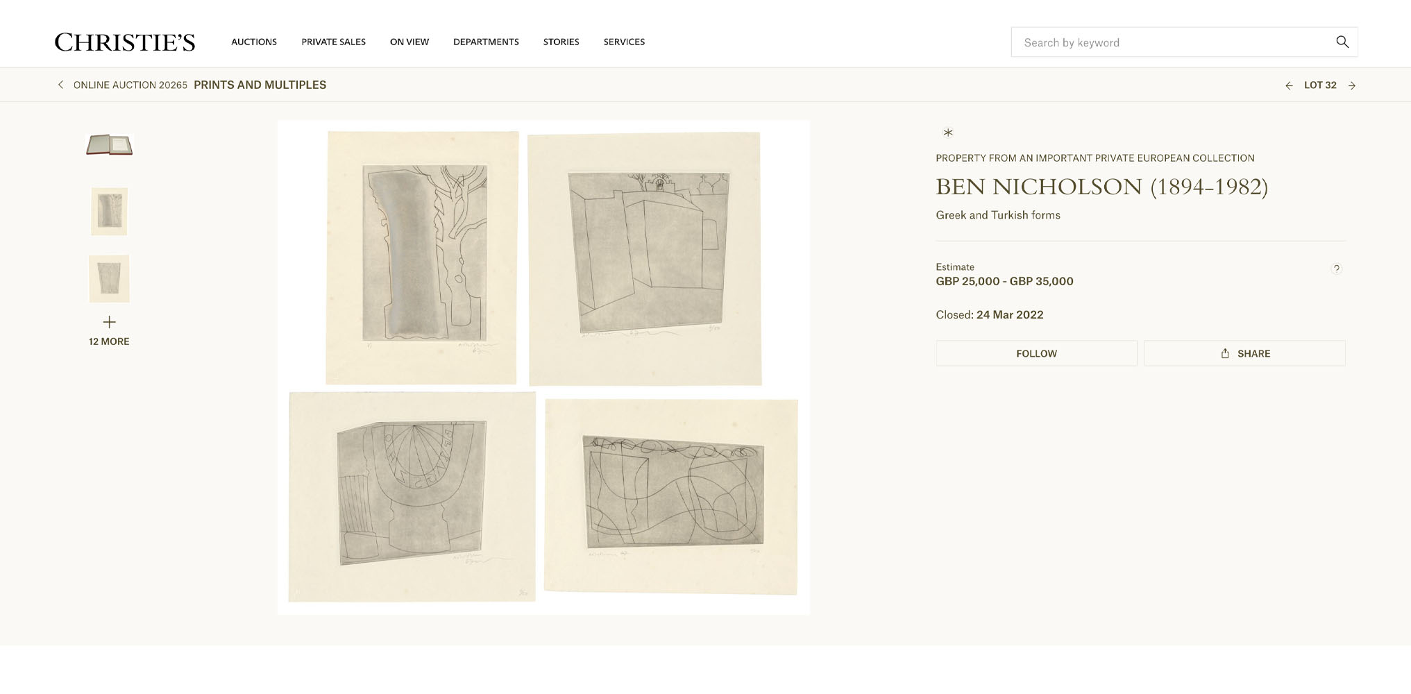 Greek and turkish Greek and Turkish Forms sold by Galerie Kornfeld Auktionen AG