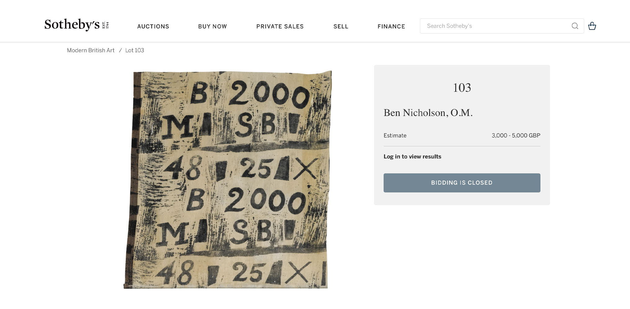 Letters Numbers Letters and Numbers sold by Sotheby's in 2012