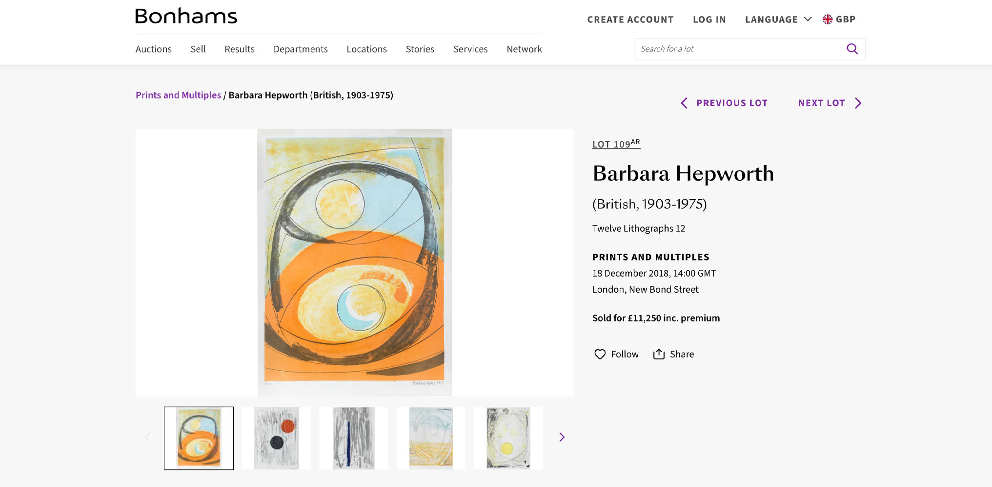 Twelve Twelve Lithographs Sold By Bonham's in 2018