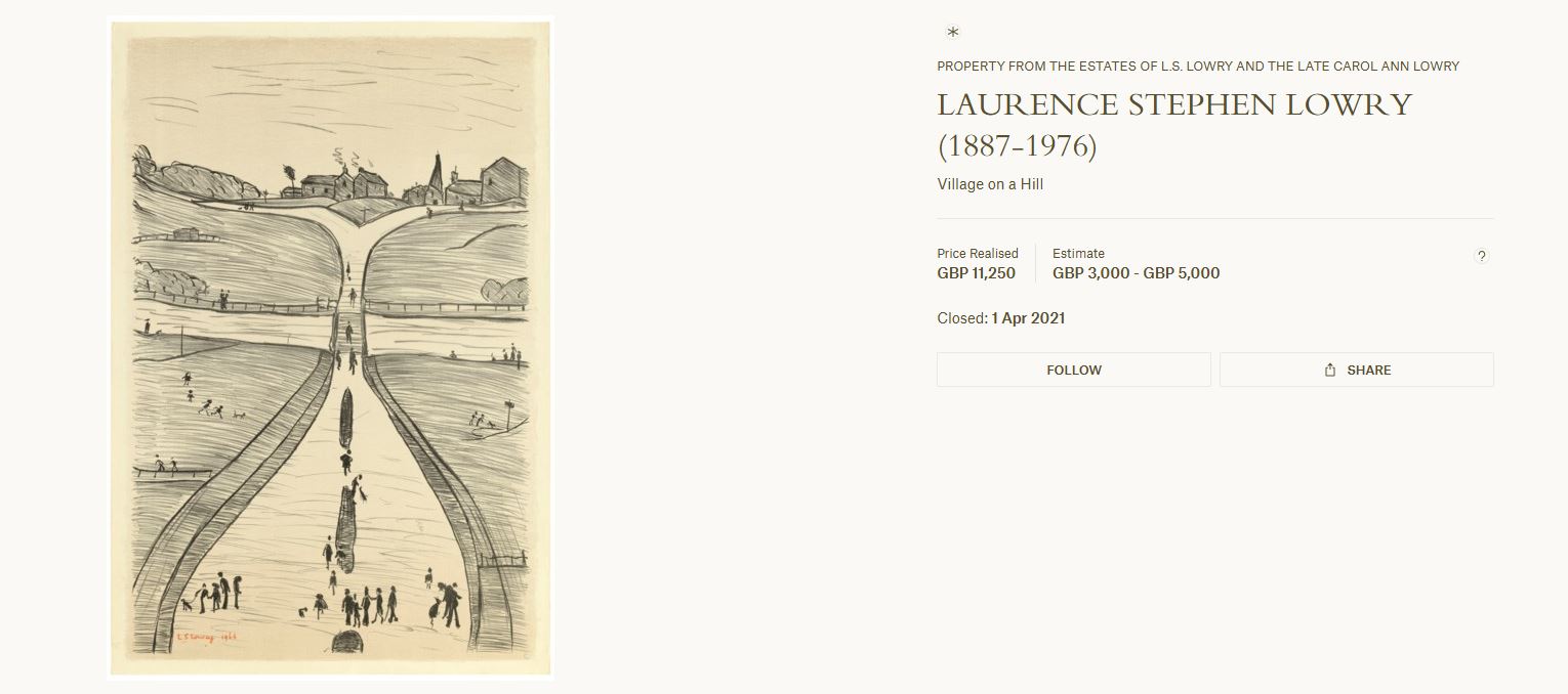 Capture A Village on a Hill sold by Capes Dunn & Co in 2015